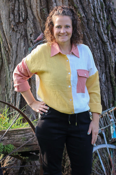 Oversized Color Block Blouse