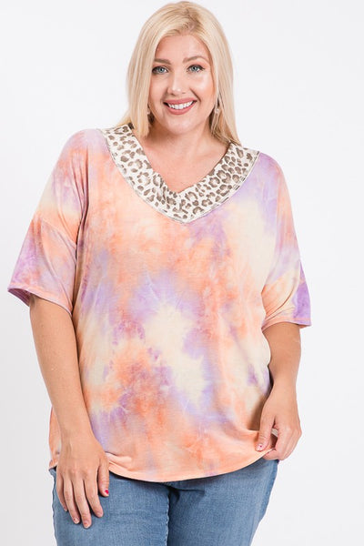 Leopard V Neck Tie Dye