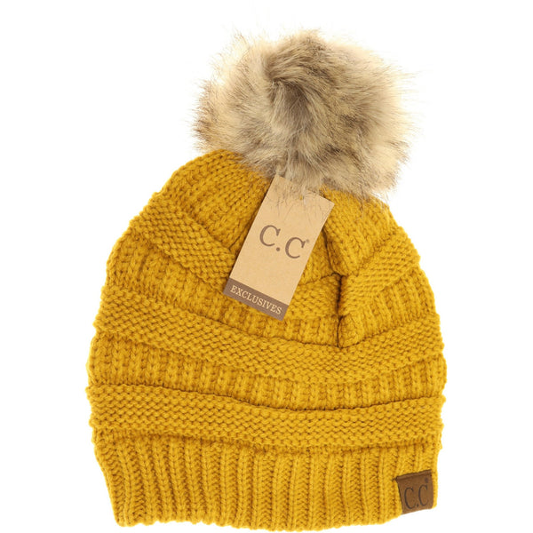 C.C. Fur Pom Beanie