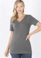 Mid Grey Basic V Neck