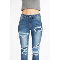 Mid Rise Patched Skinny