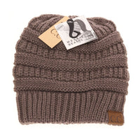 C.C. Lined Messy Bun Beanie