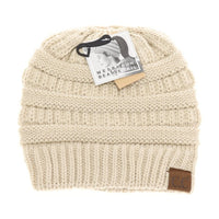 C.C. Lined Messy Bun Beanie