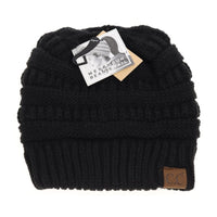 C.C. Lined Messy Bun Beanie