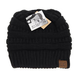 C.C. Lined Messy Bun Beanie