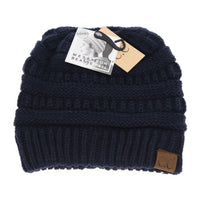 C.C. Lined Messy Bun Beanie