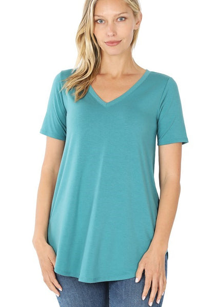 Teal Relaxed V-Neck