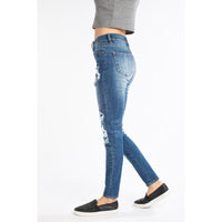 Mid Rise Patched Skinny